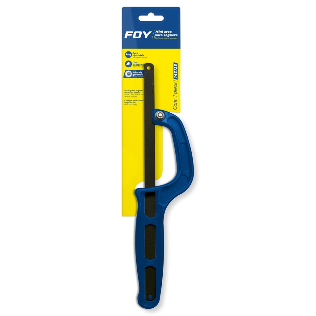 Mini arco de segueta con mango plástico 10" y 12", 12" Foy