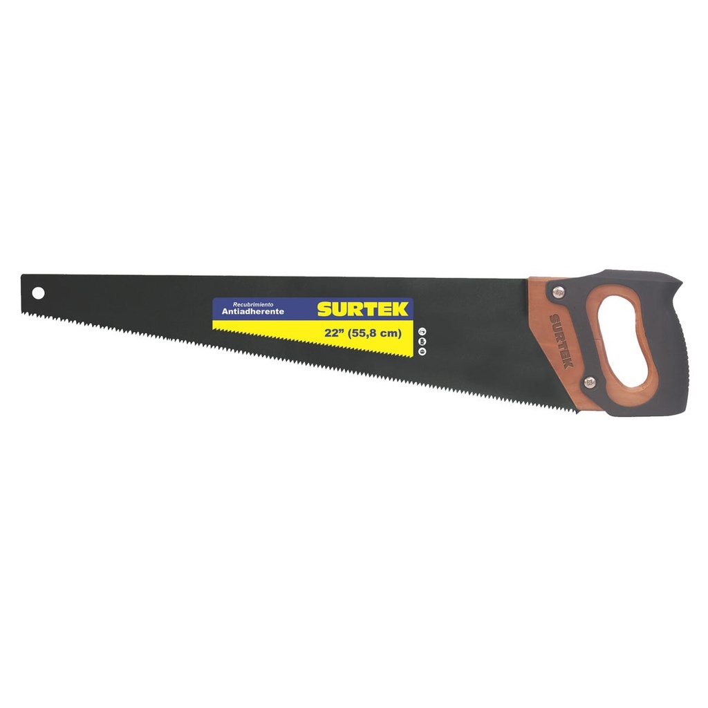 Serrucho triple filo con recubrimiento de TPFE mango de madera 22" Surtek