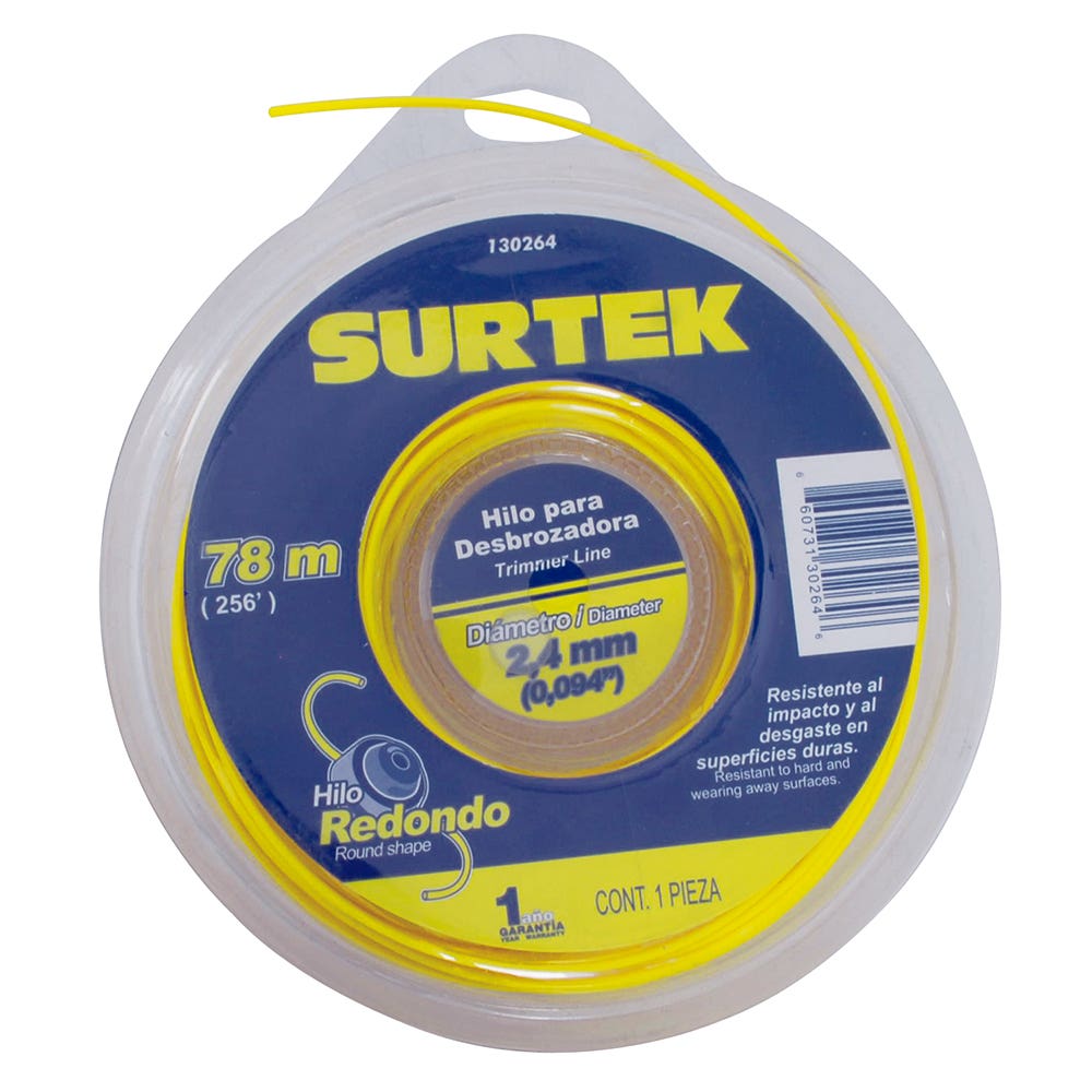 Nailon redondo para desbrozadora doble blíster, 2.4 mm x 78 m Surtek