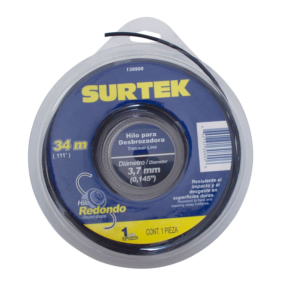 Nailon redondo para desbrozadora doble blíster, 3.7 mm x 34 m Surtek