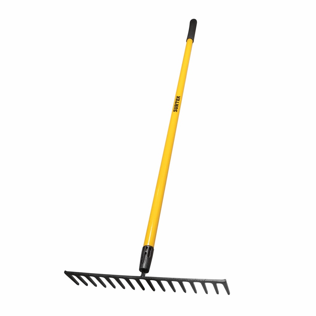 Rastrillo recto para asfalto con mango de madera 60", 16 dientes Surtek