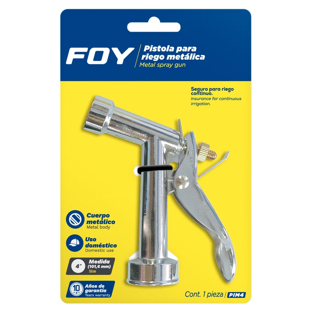 Pistola para riego metálica 3/4" GHT, 4" Foy
