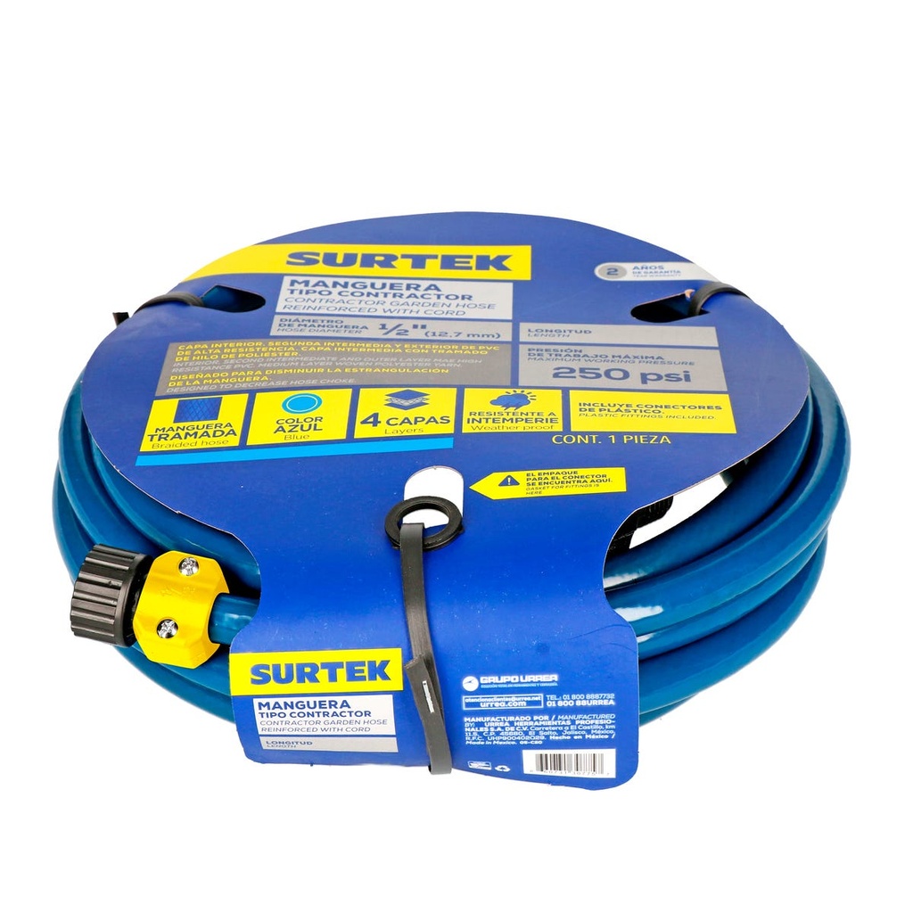 Manguera para jardín contractor con conector plástico 1/2", 6 m Surtek