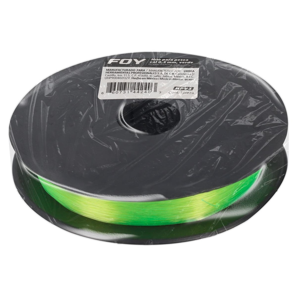 Hilo para pesca calibre 0.3 mm color verde Foy