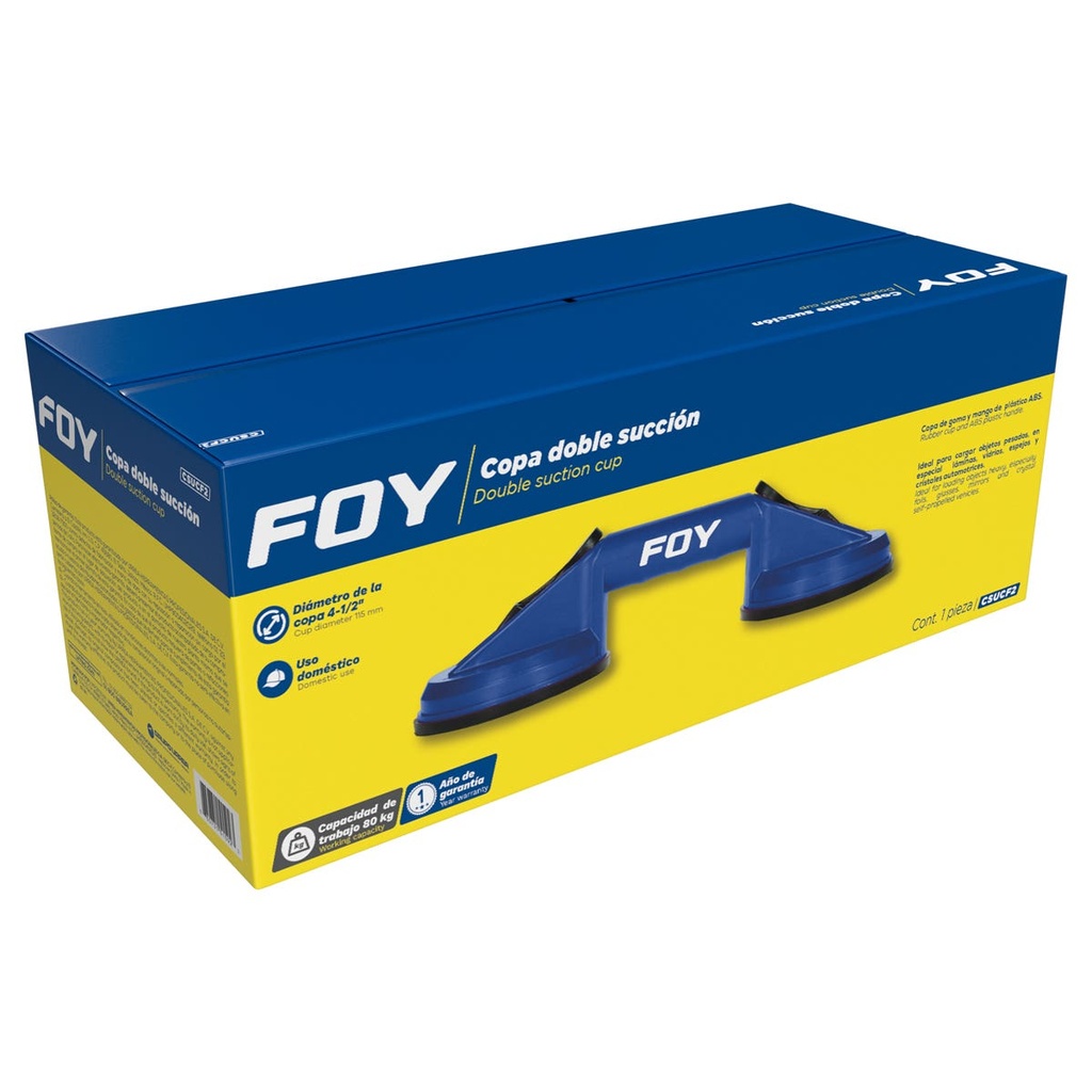 Copa de doble succión para vidrio 4-1/2" Foy