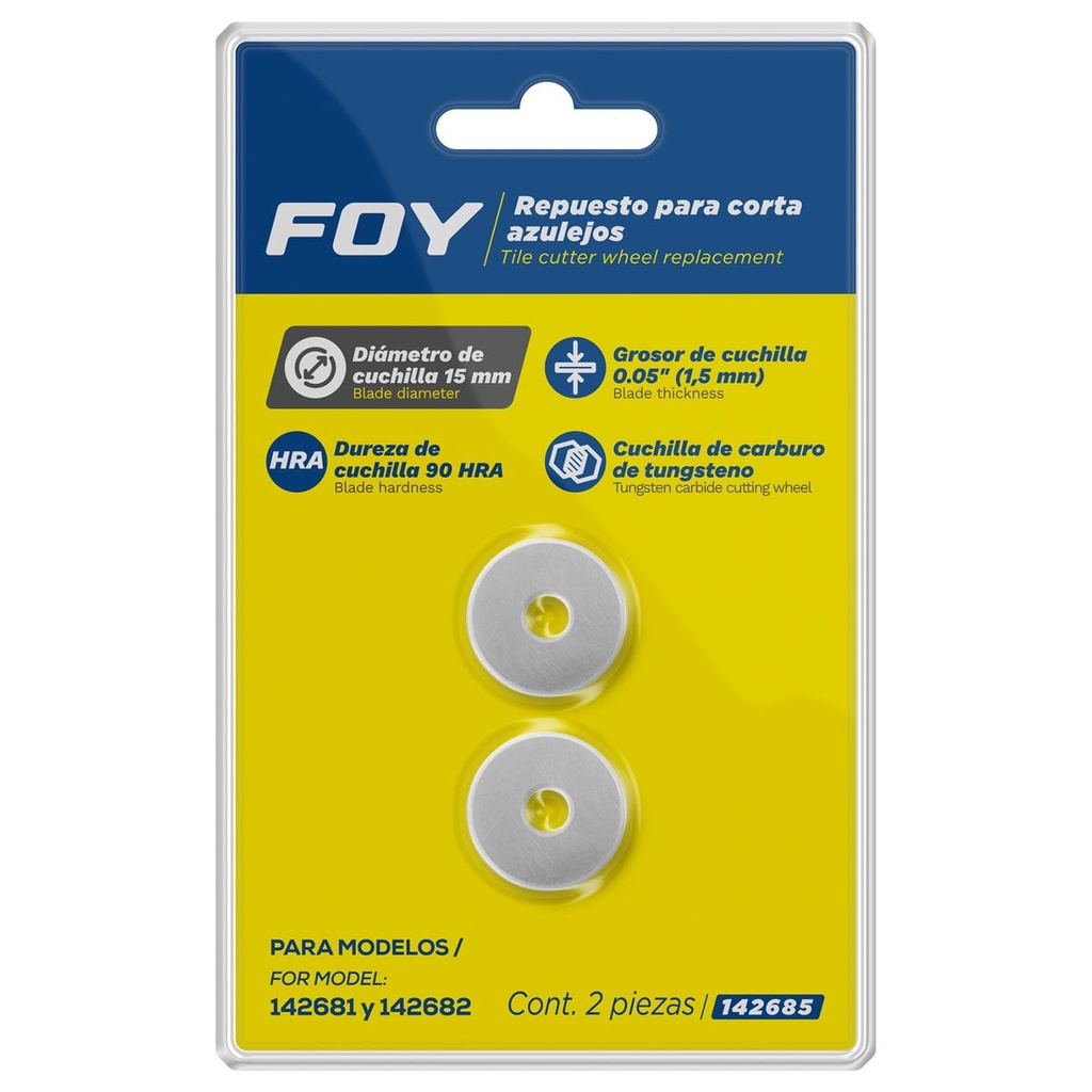 Repuesto de cuchilla para corta azulejos 15mm 142681, 142682 Foy