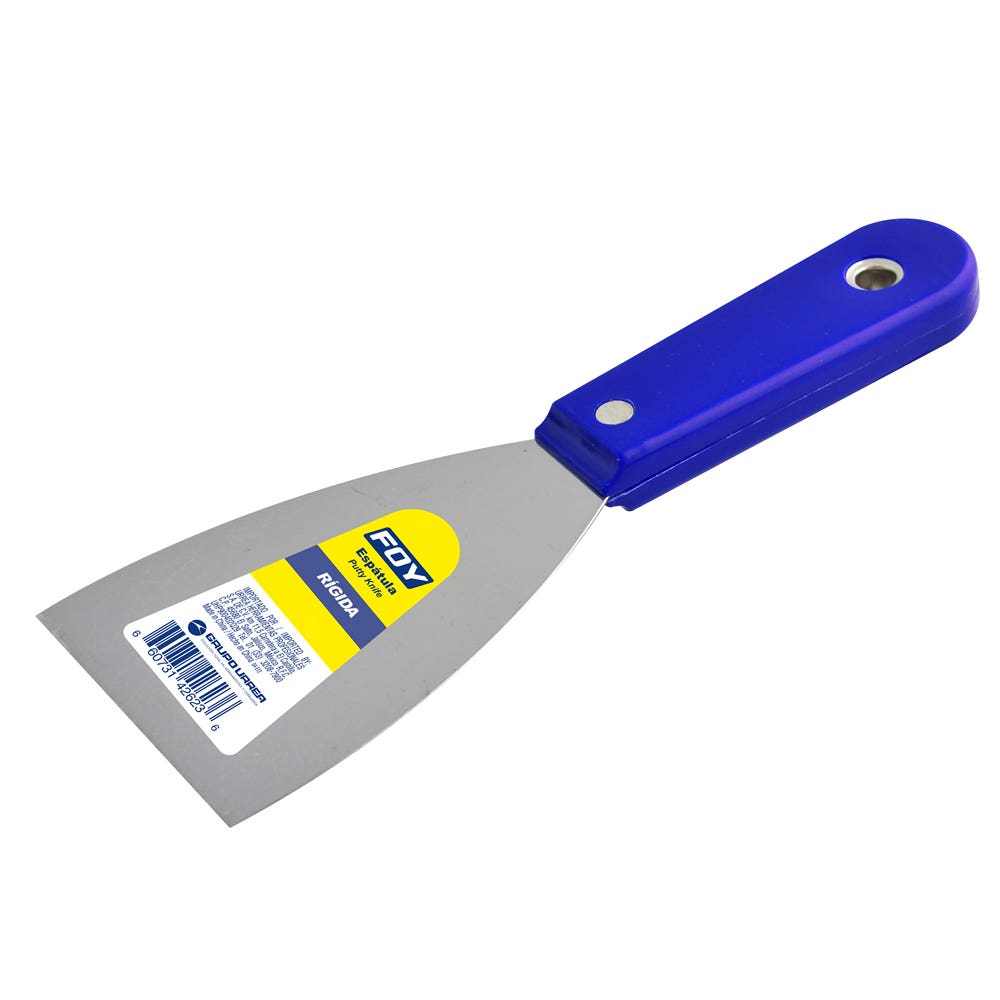Espátula rígida de acero de alto carbón con mango plástico 3" Foy