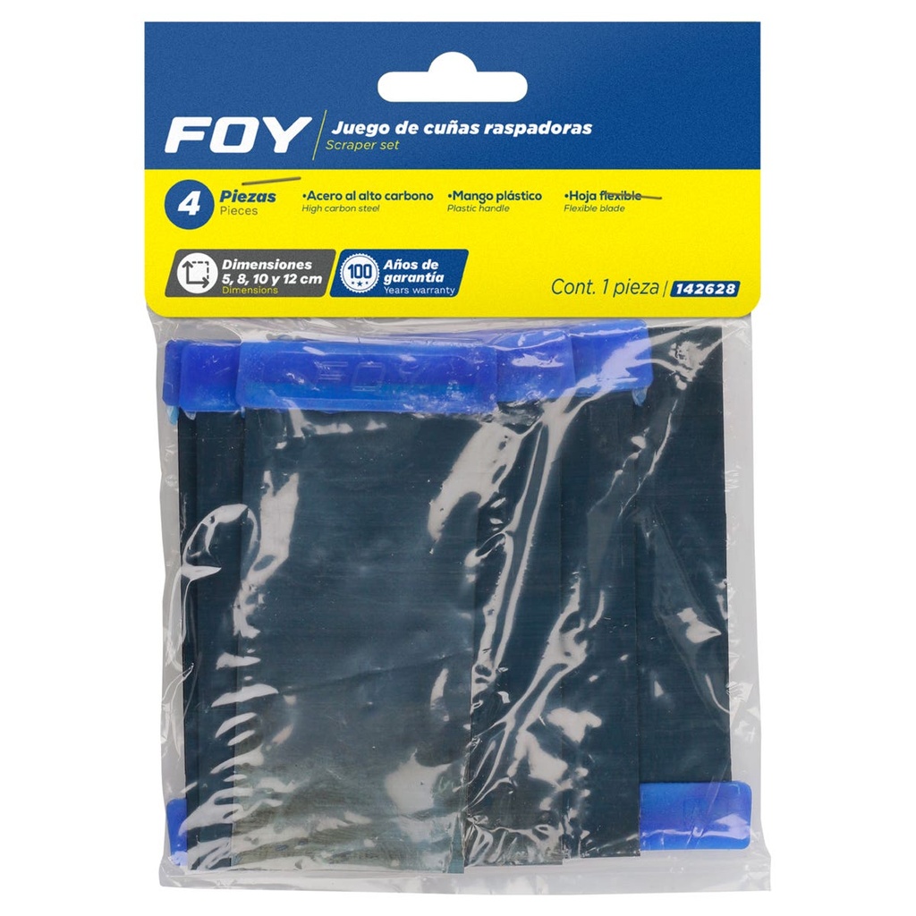 Juego de cuñas para raspar con mango plástico, 4 piezas Foy
