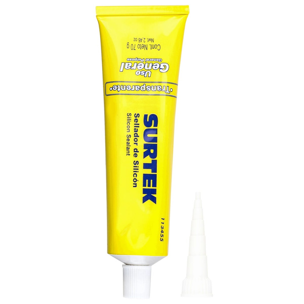 Silicón transparente en tubo, 85 gr Surtek
