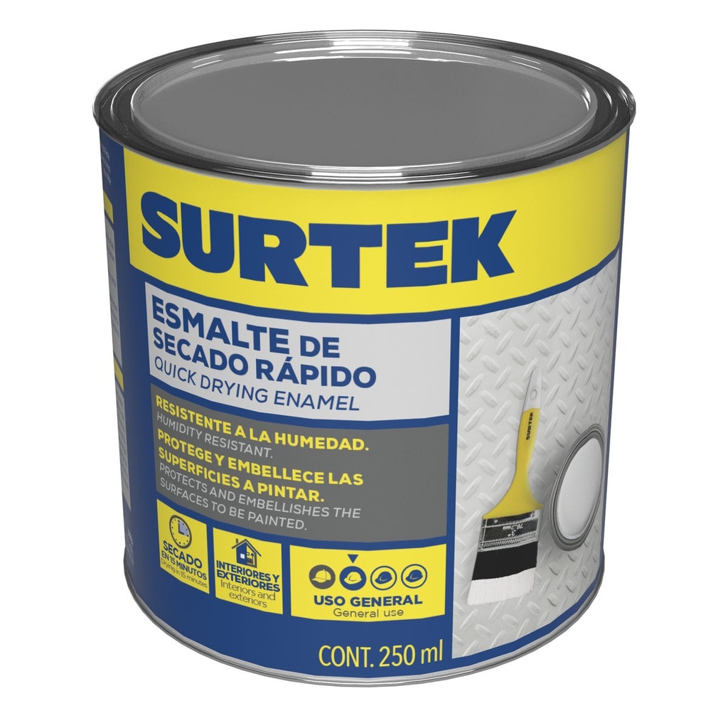 Esmalte de secado rápido 250 ml color negro Surtek