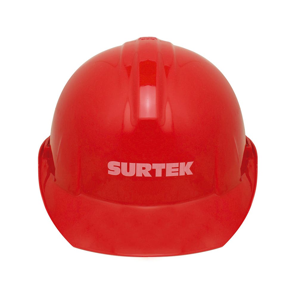 [137312] Casco de seguridad con ajuste de intervalos de 4 puntos, clase E, tipo 1, color rojo Surtek