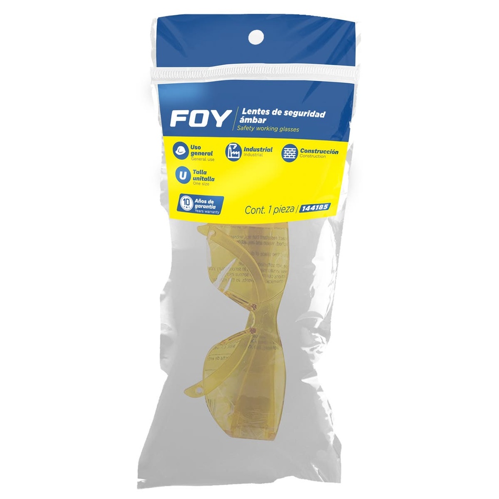 Lentes de seguridad, ámbar Foy