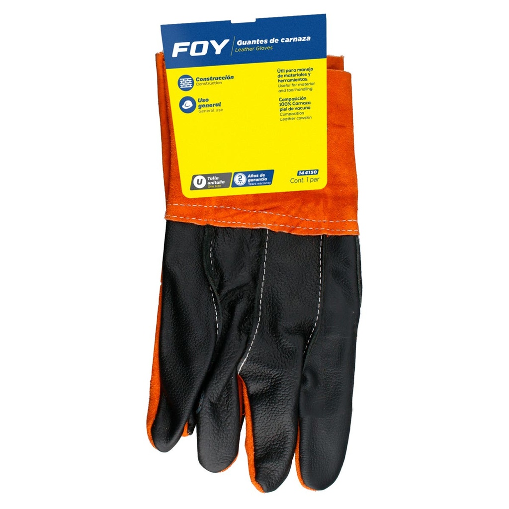 Guantes de carnaza puño largo unitalla Foy