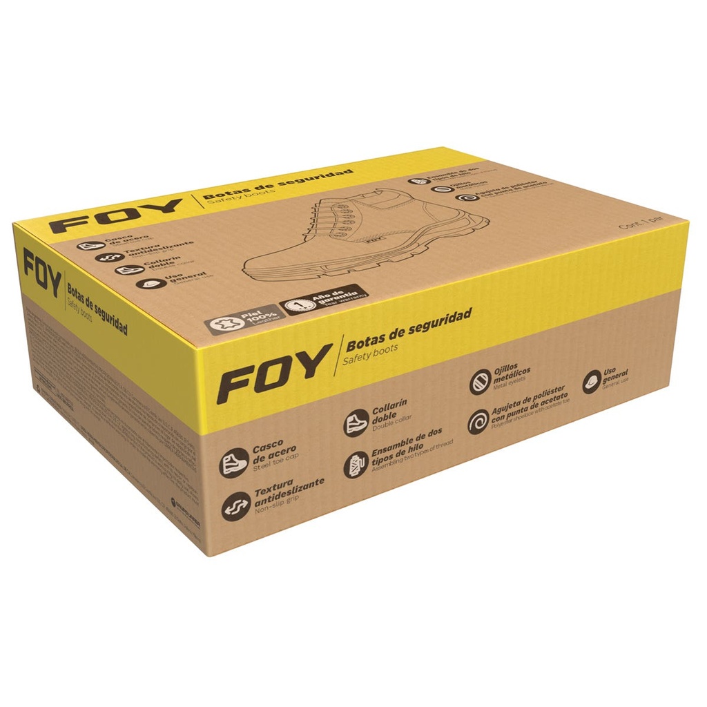 [144532] Botas de seguridad collarín doble con casquillo de acero #24 cm Foy