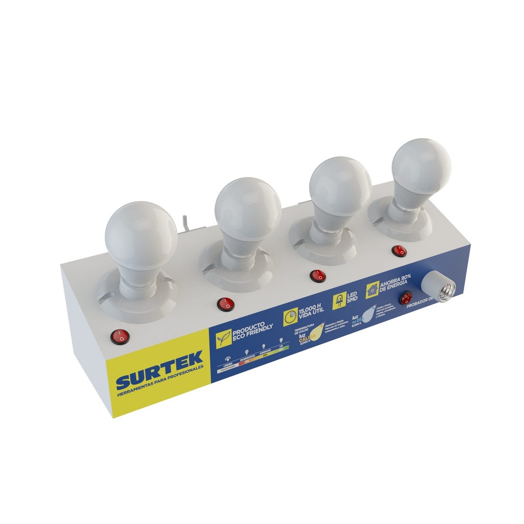 Exhibidor con lámparas LED tipo bulbo A19, 49 piezas Surtek