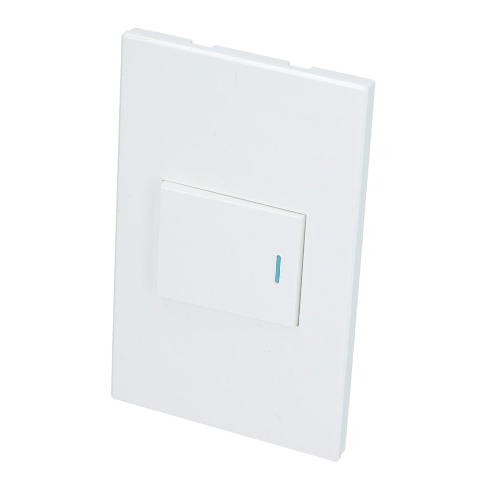 Placa 1 Interruptor 1/2, línea Premium, color blanco Surtek