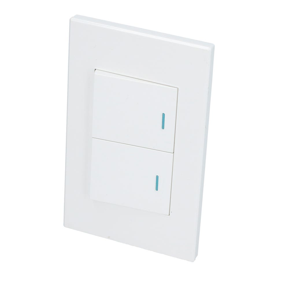 Placa 2 Interruptor 1/2, línea Premium, color blanco Surtek