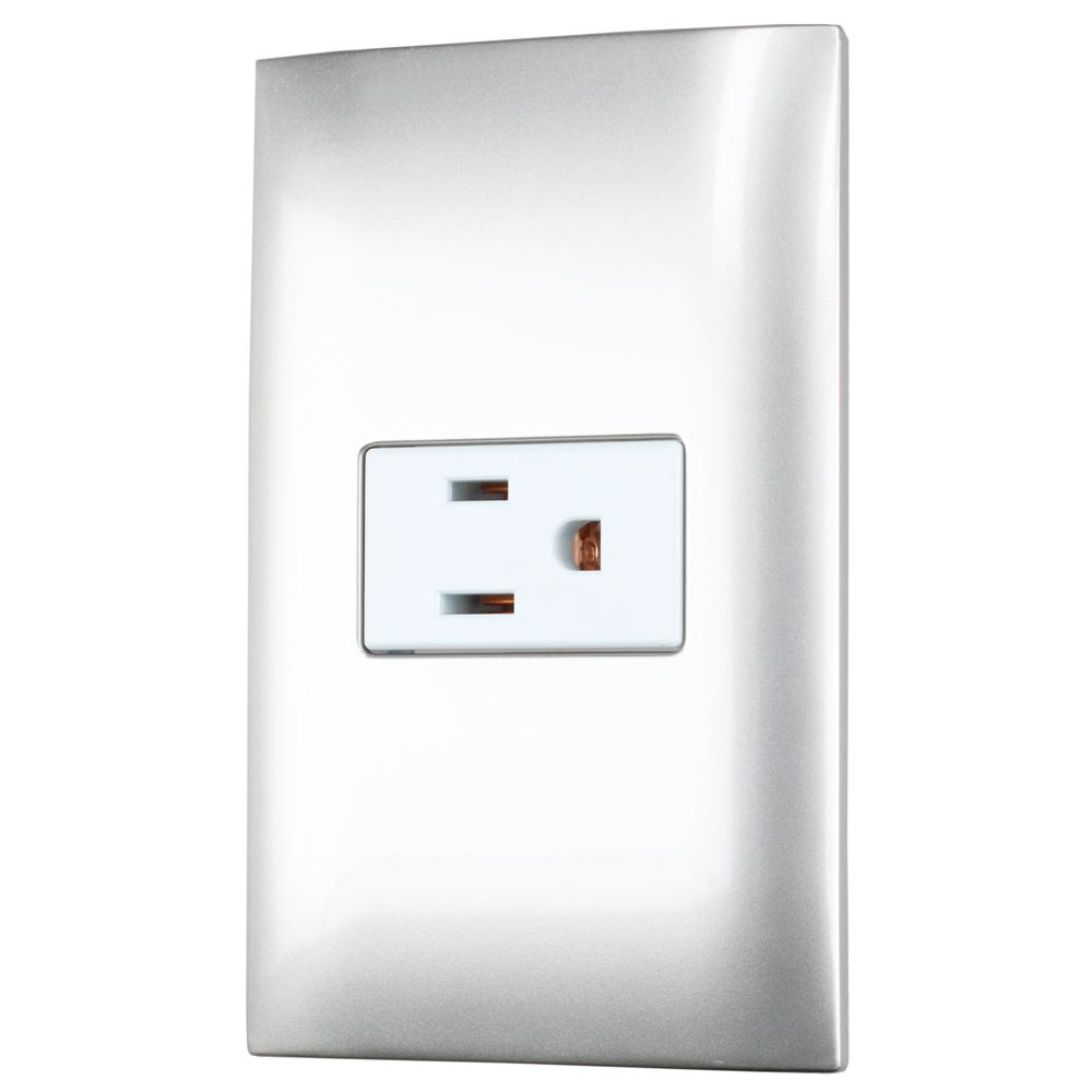 Placa 1 contacto 1/3, línea Americana, color plata Surtek