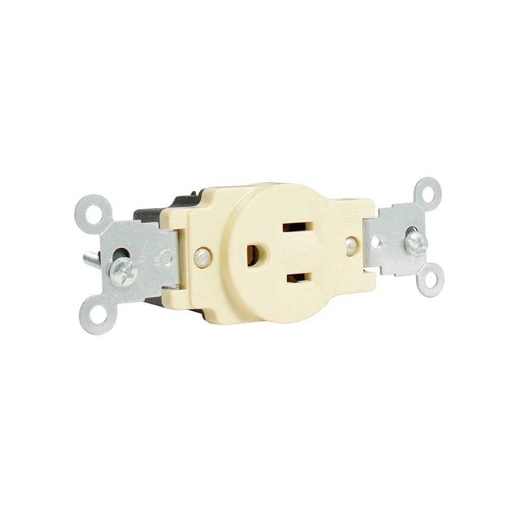 Contacto sencillo aterrizado, línea estándar, color marfil Surtek