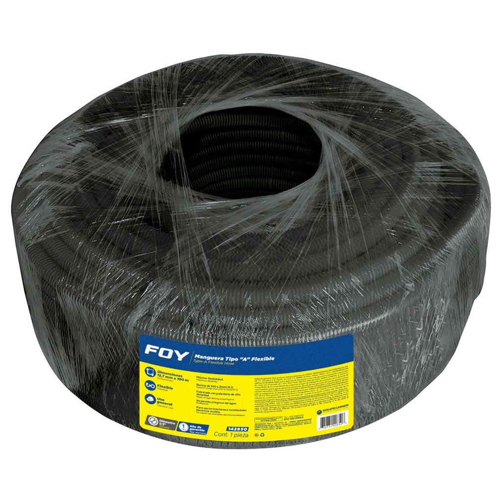 Manguera flexible para cable, reforzada 1/2" 100 m Foy