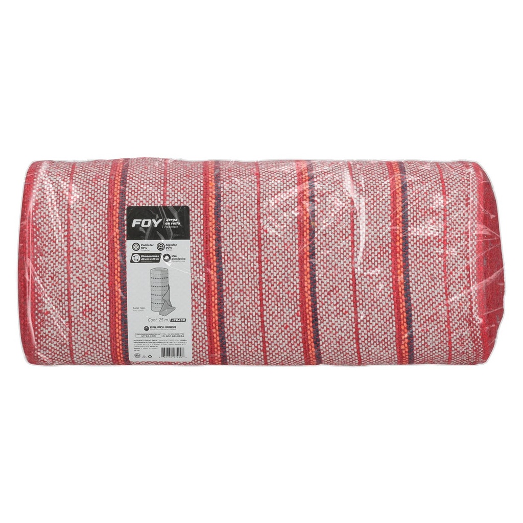 Jerga en rollo de 45 cm x 25 m roja Foy