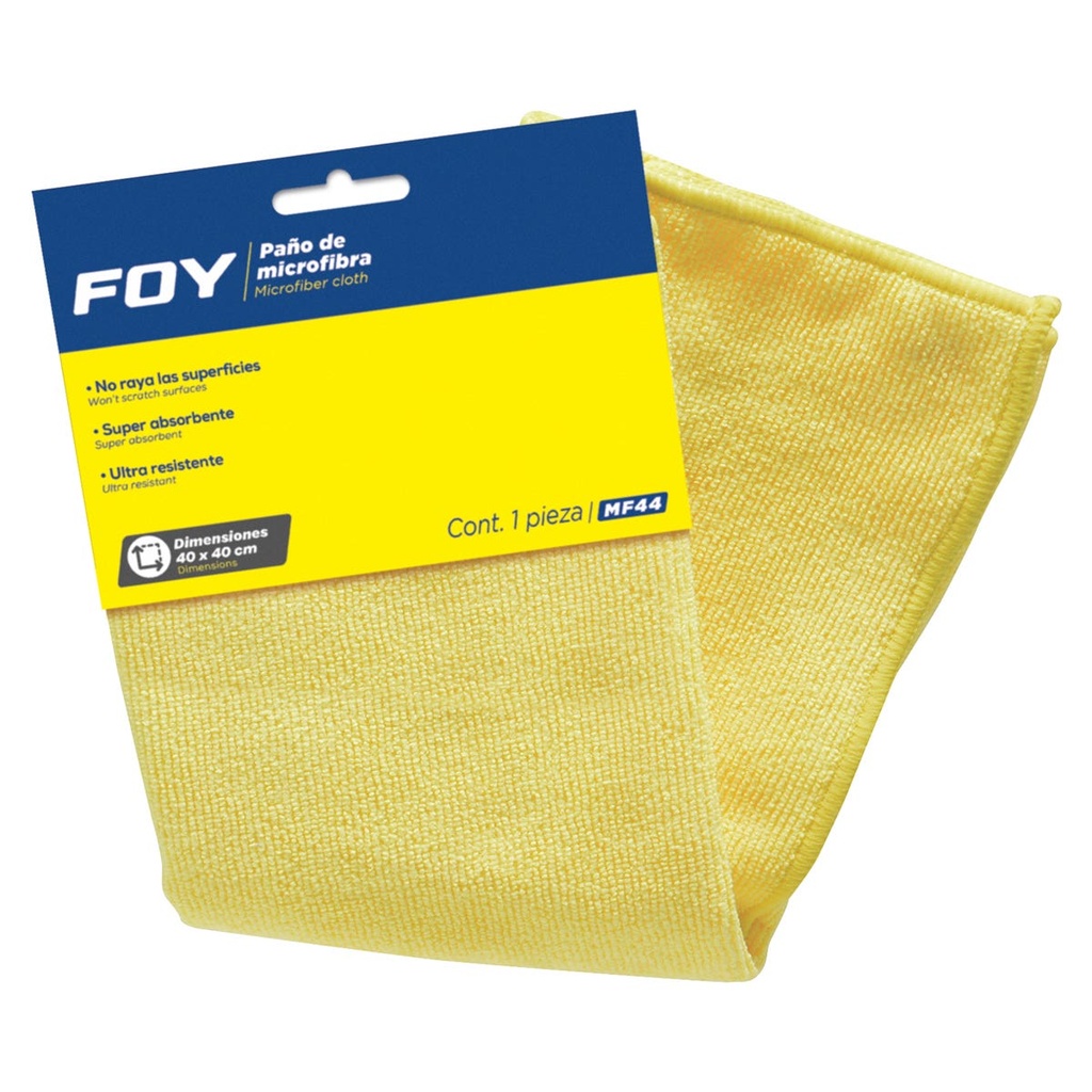 Paño de microfibra de 40 x 40 cm amarillo Foy