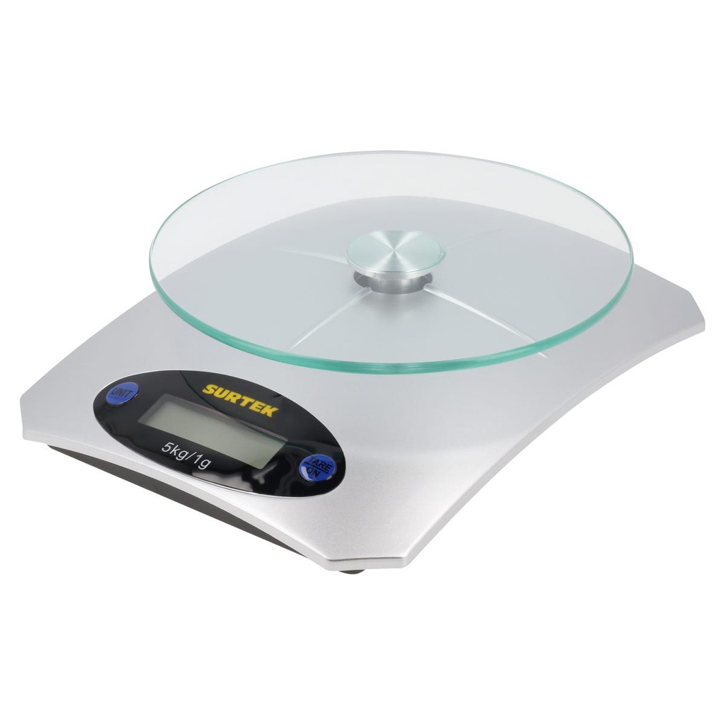 Báscula digital para cocina con plato 5 kg Surtek