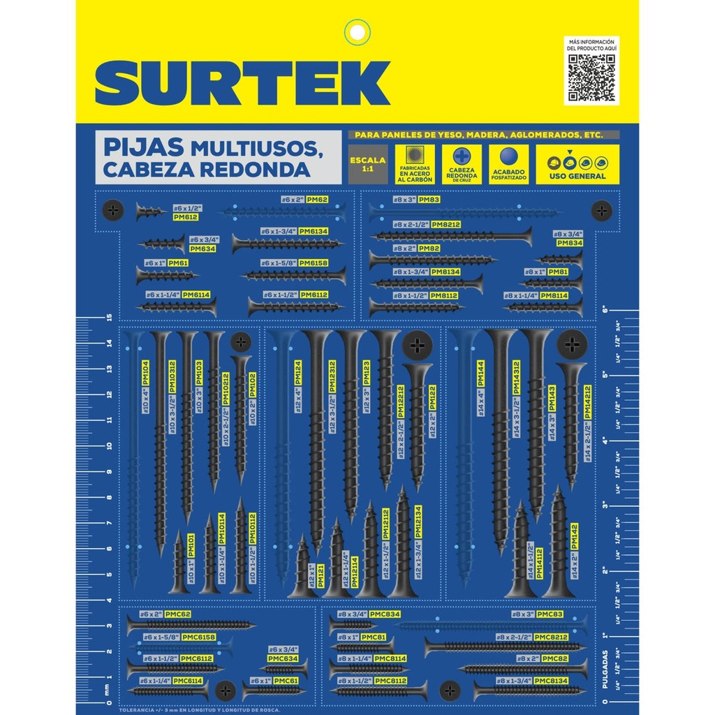Muestrario de pijas multiusos Surtek