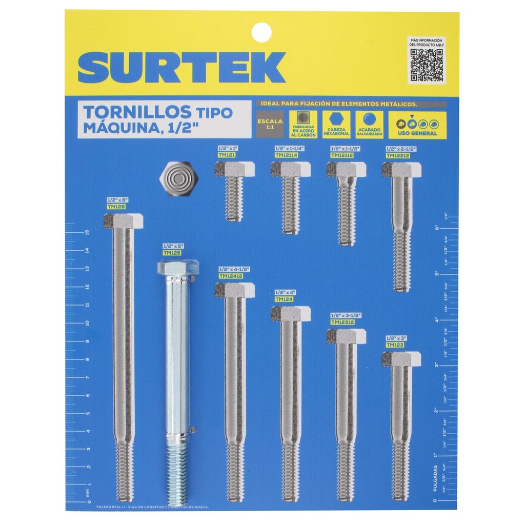 Muestrario de tornillos tipo maquina 1/2" Surtek