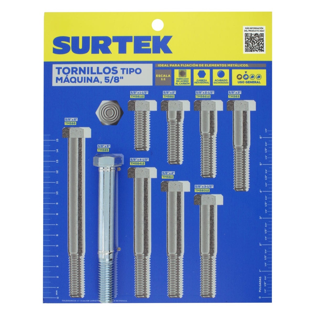 Muestrario de tornillos tipo maquina 5/8" Surtek