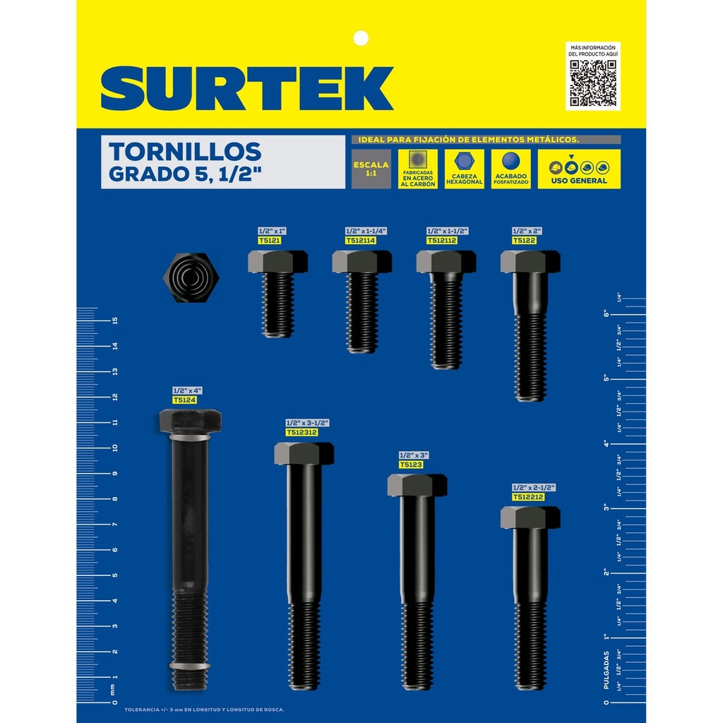 Muestrario de tornillos 5°, 1/2" Surtek