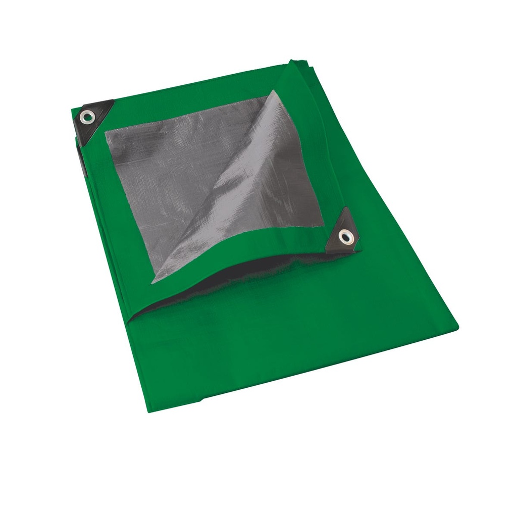 Lona de polietileno color verde con fondo plata, 5 x 6 m Foy