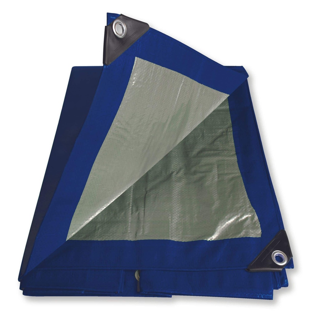 Lona de polietileno color azul con fondo plata, 2.74 x 3.65 m Foy