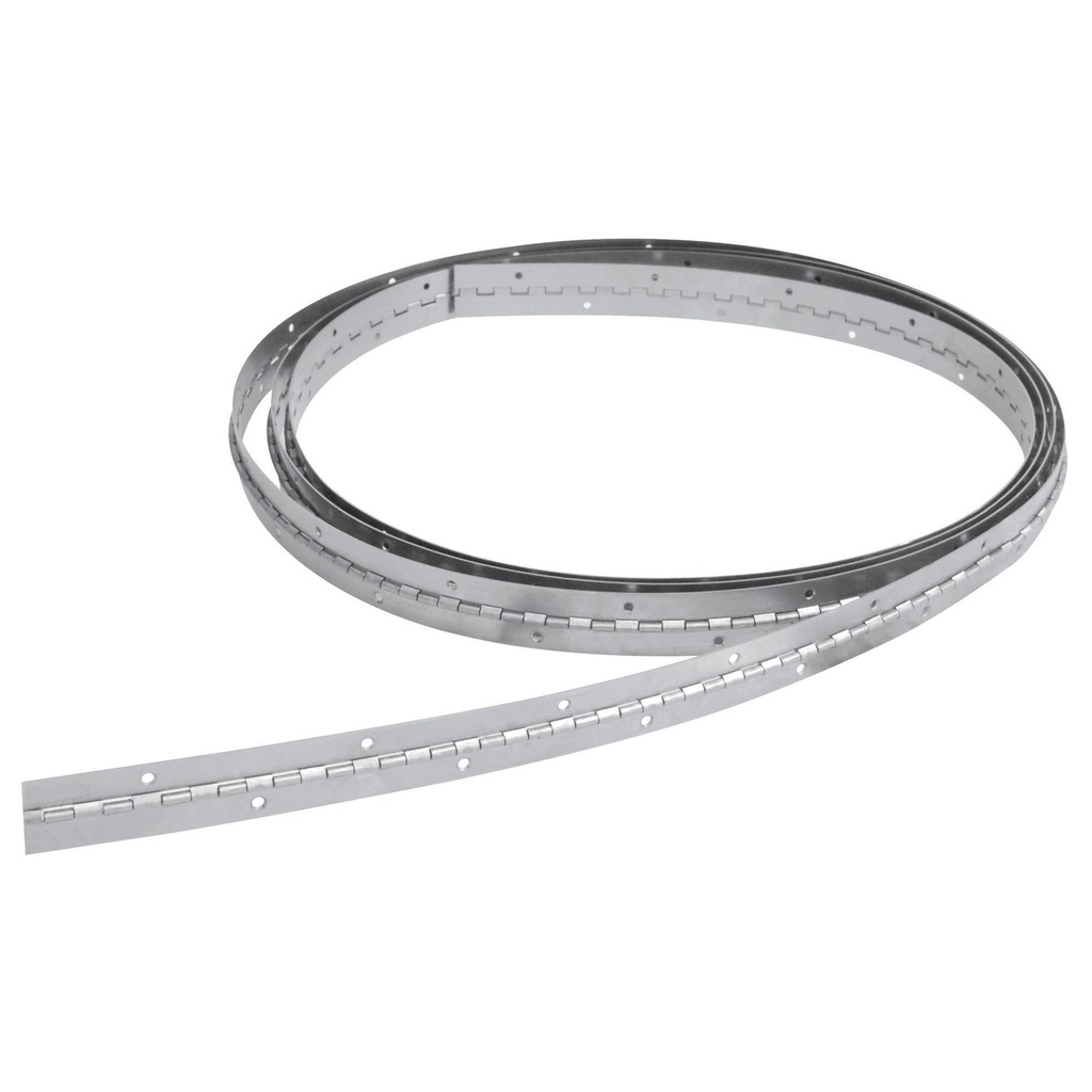 Bisagra piano barrenadas 1-1/4" x 3.5 m, natural, en caja Lock