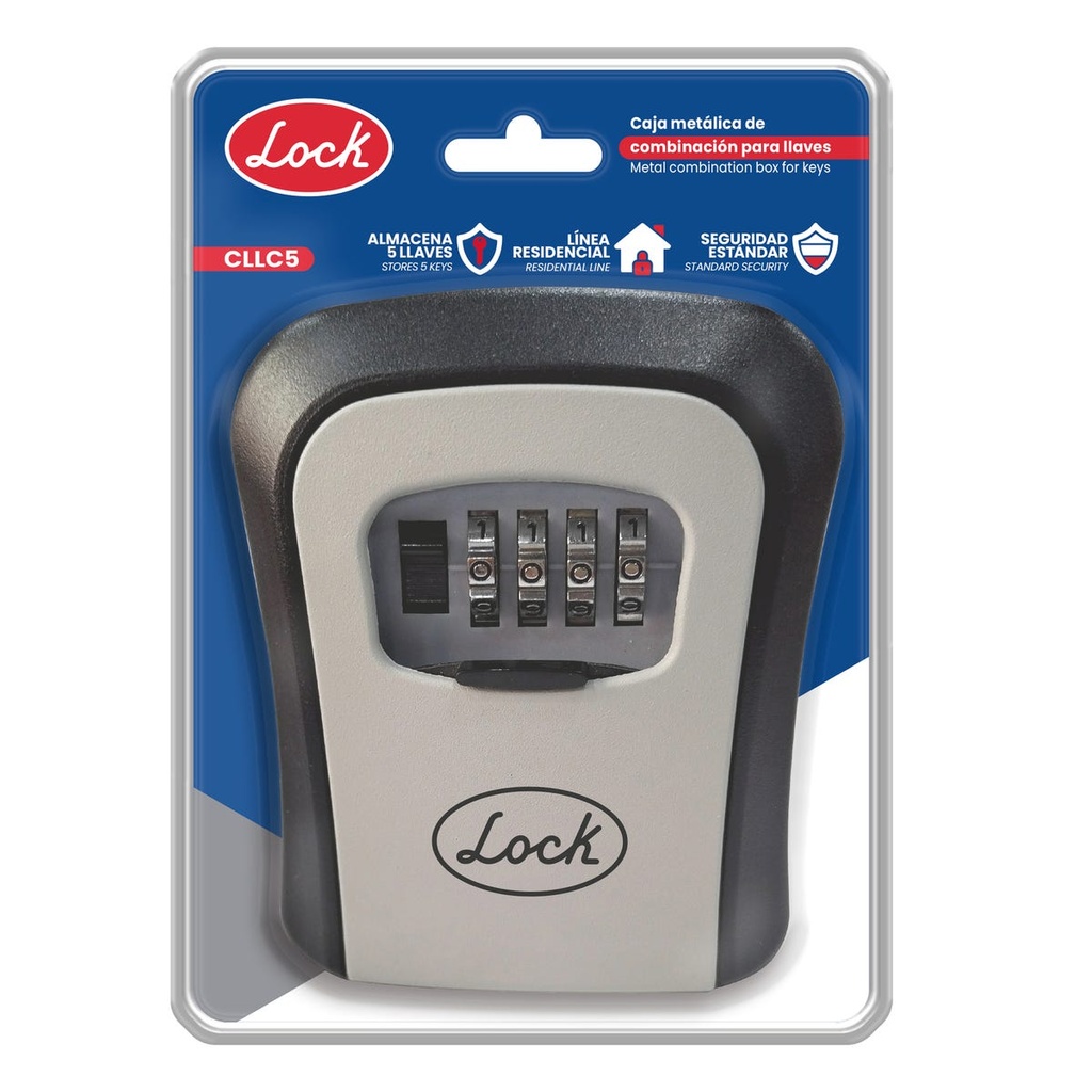 [CLLC5] Caja metálica de combinación para 5 llaves, para pared Lock