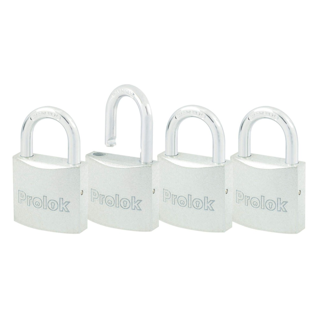 Juego de candados de acero cortos 38 mm, llave estándar, 4 piezas Prolok