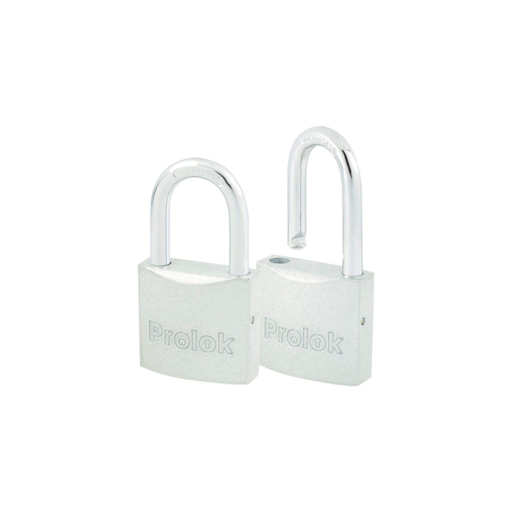 Juego de candados de acero largos 38 mm, llave estándar, 2 piezas Prolok