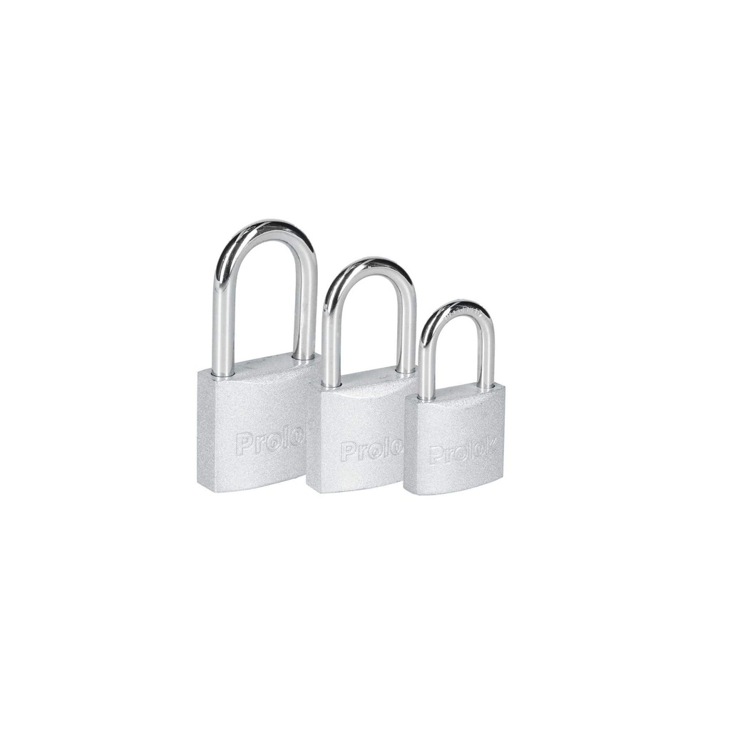 Candado de acero corto 38 mm, llave estándar, en caja Prolok