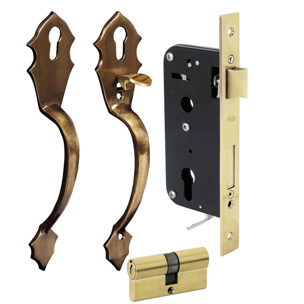 Juego de jaladeras gatillo Classic, latón antiguo Lock