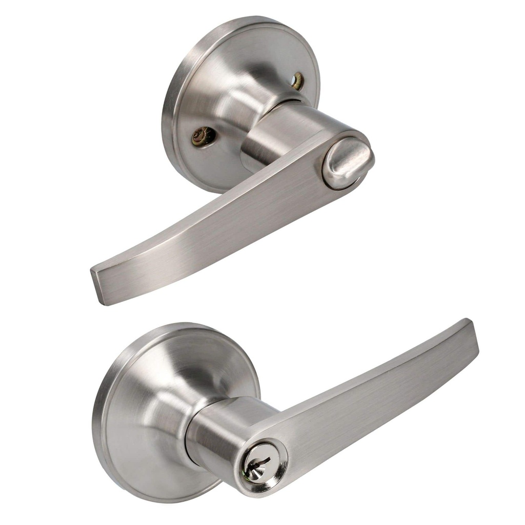 Manija tubular recta función entrada y recámara, níquel satinado, llave estándar, blíster Lock