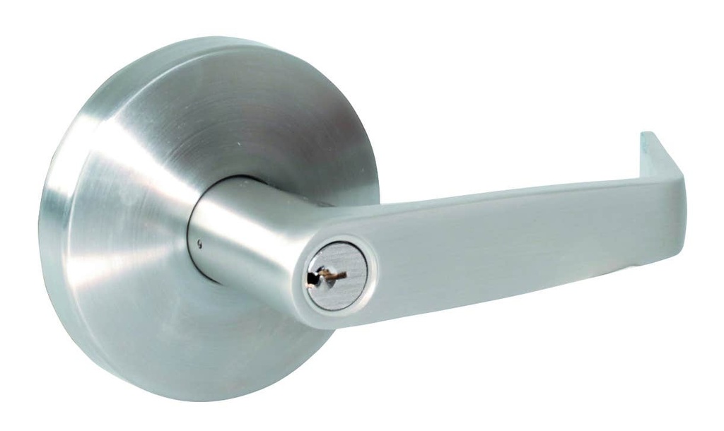 Manija cilíndrica plana función baño, acero inoxidable, llave estándar, blíster Lock