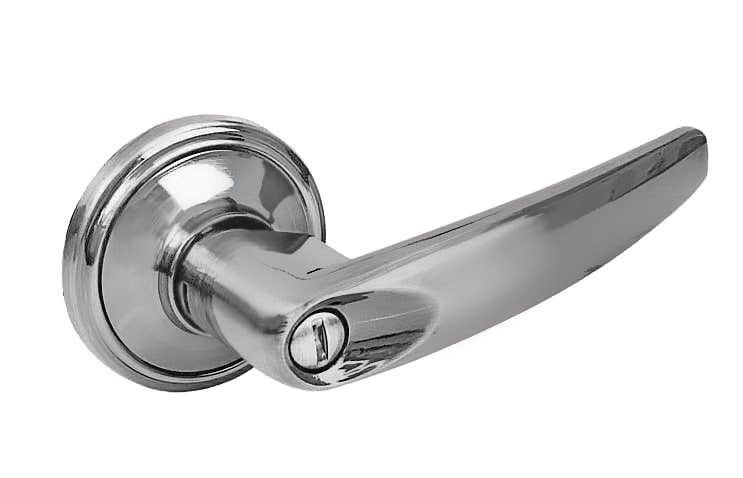 Manija cilíndrica recta función baño, níquel satinado, llave estándar, blíster Prolok