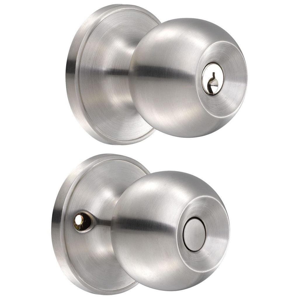 Pomo tubular bola función entrada, acero inoxidable, llave estándar, blíster Lock