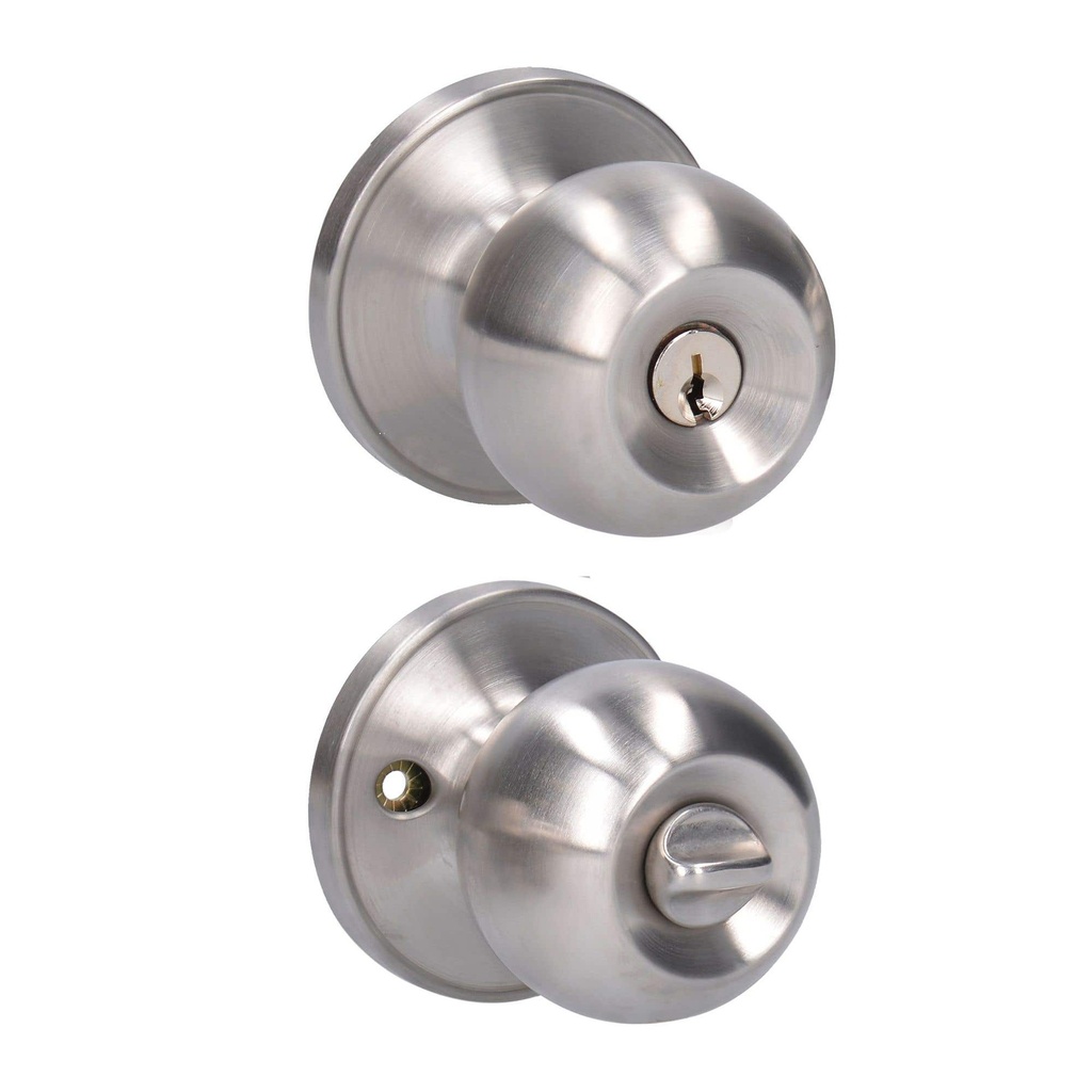 Pomo tubular bola función recámara, acero inoxidable, llave estándar, blíster Lock