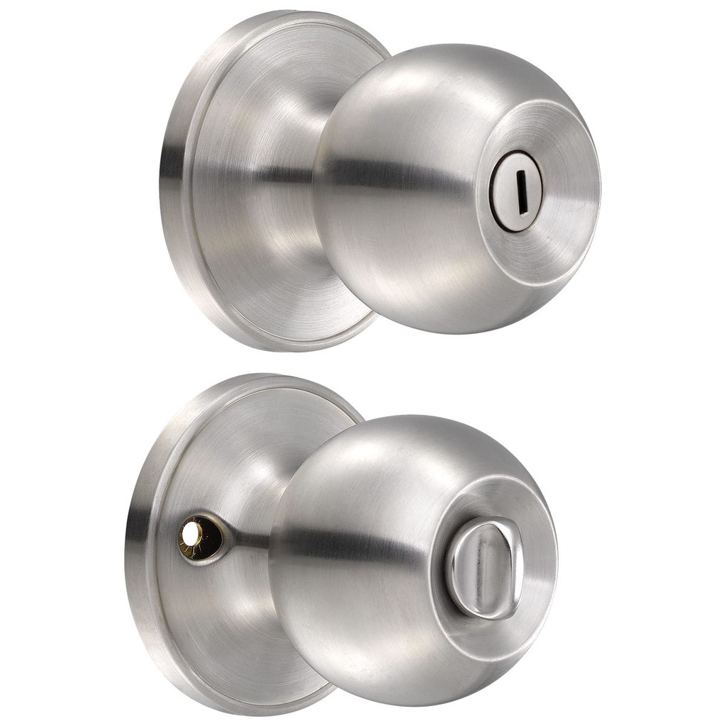 Pomo tubular bola función baño, acero inoxidable, llave estándar, blíster Lock