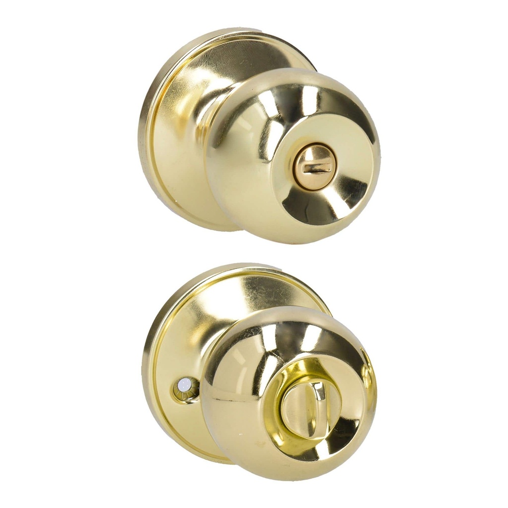 Pomo tubular bola función baño, latón brillante, blíster Lock