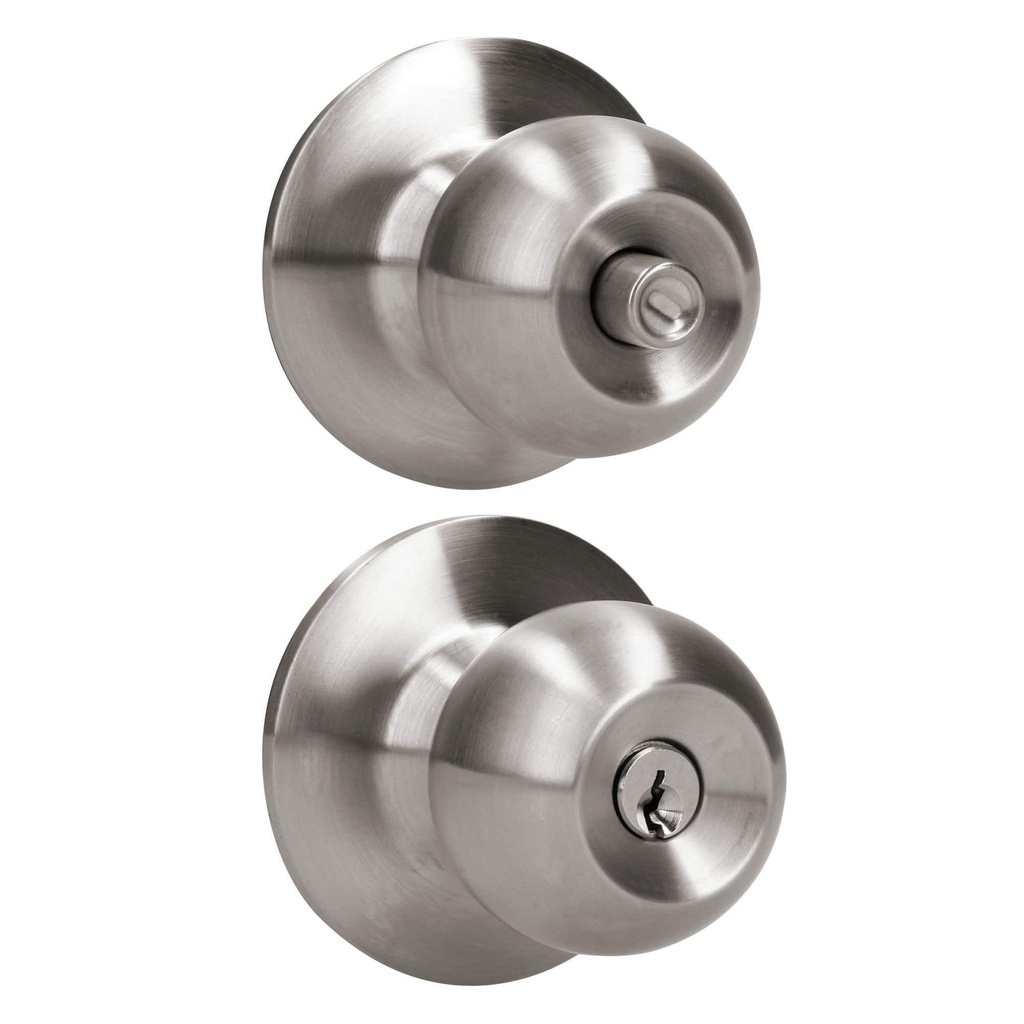 Pomo cilíndrico bola función recámara, acero inoxidable, llave estándar, blíster Prolok