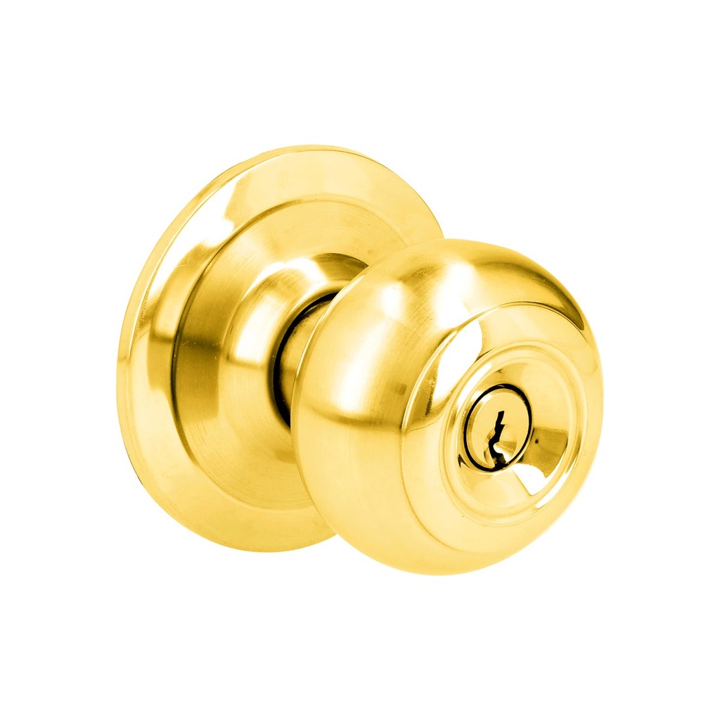 Pomo cilíndrico ovalado función entrada, latón brillante, llave estándar, blíster Prolok