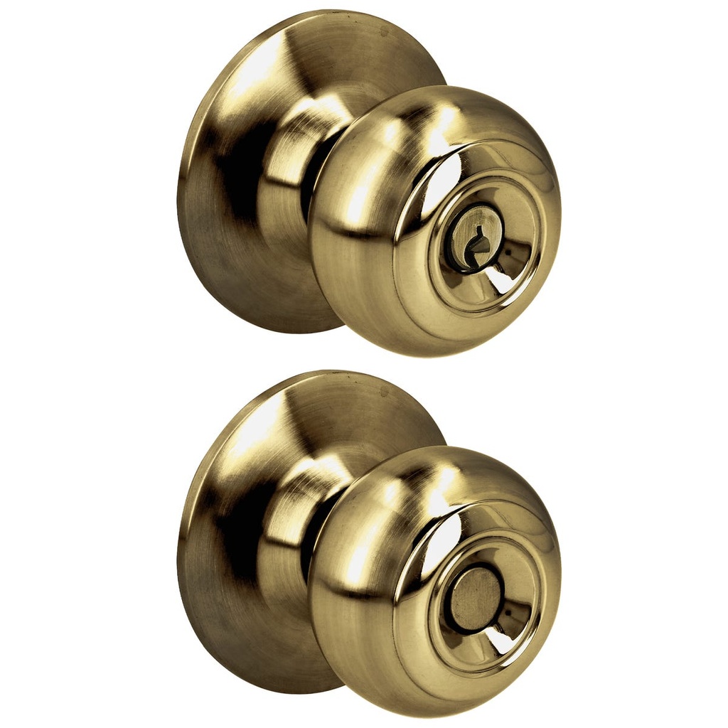 Pomo cilíndrico ovalado función entrada, latón antiguo, llave estándar, blíster Prolok