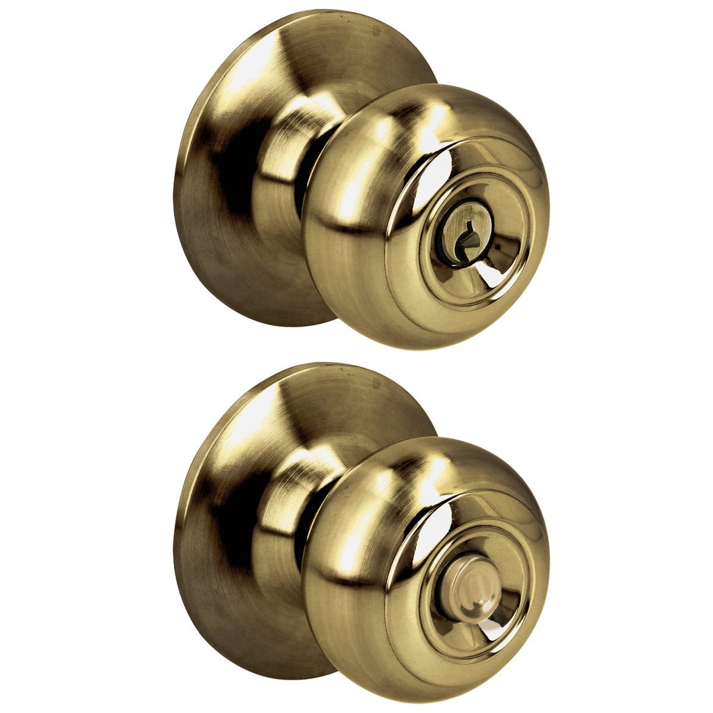 Pomo cilíndrico ovalado función recámara, latón antiguo, llave estándar, blíster Prolok